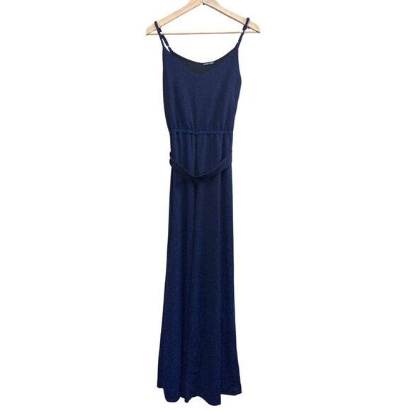 Mind Code Womens Blue Sparkle Sleeveless Jumpsuit M - Picture 1 of 6